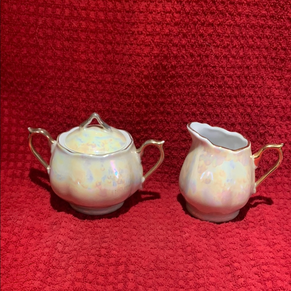 Elegant Vintage Lusterware Sugar and Creamer Set